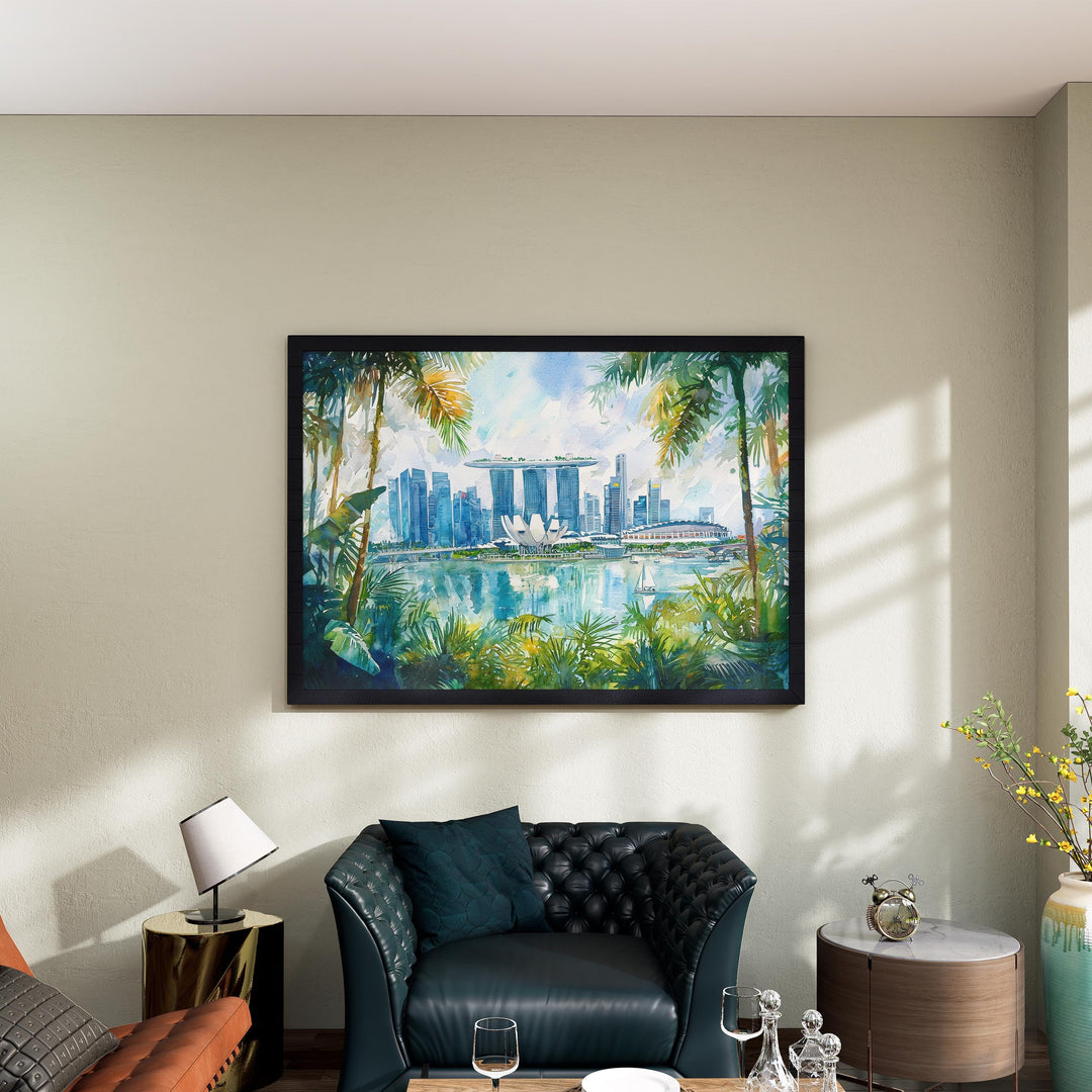 Singapore Watercolor Poster Landscape Wall Art Singapore Wall Hanging Home Décor Singapore Gift Art Lovers Singapore Wall Art