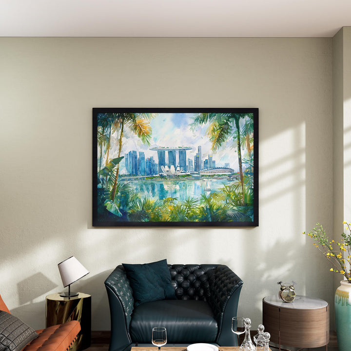 Singapore Watercolor Poster Landscape Wall Art Singapore Wall Hanging Home Décor Singapore Gift Art Lovers Singapore Wall Art