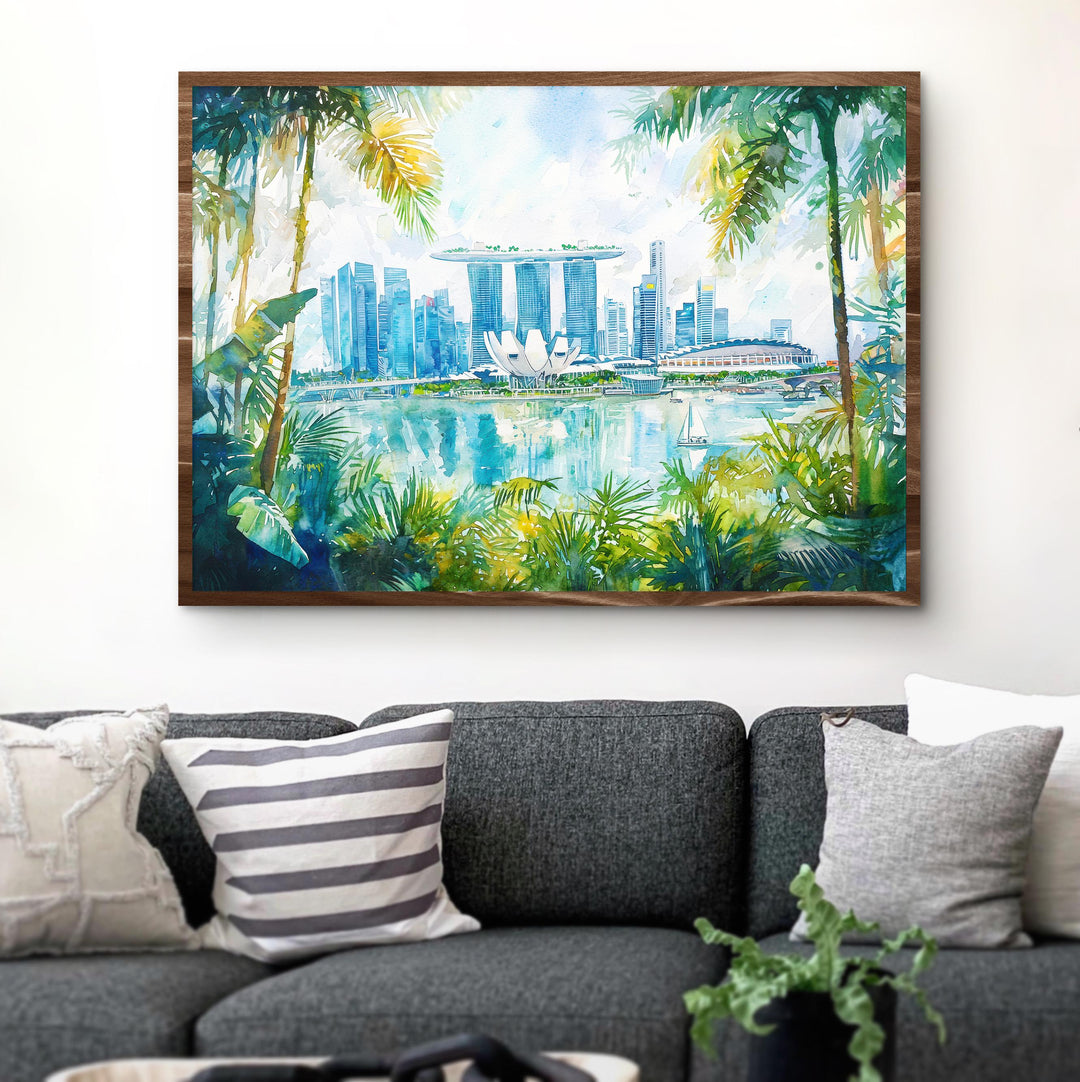 Singapore Watercolor Poster Landscape Wall Art Singapore Wall Hanging Home Décor Singapore Gift Art Lovers Singapore Wall Art