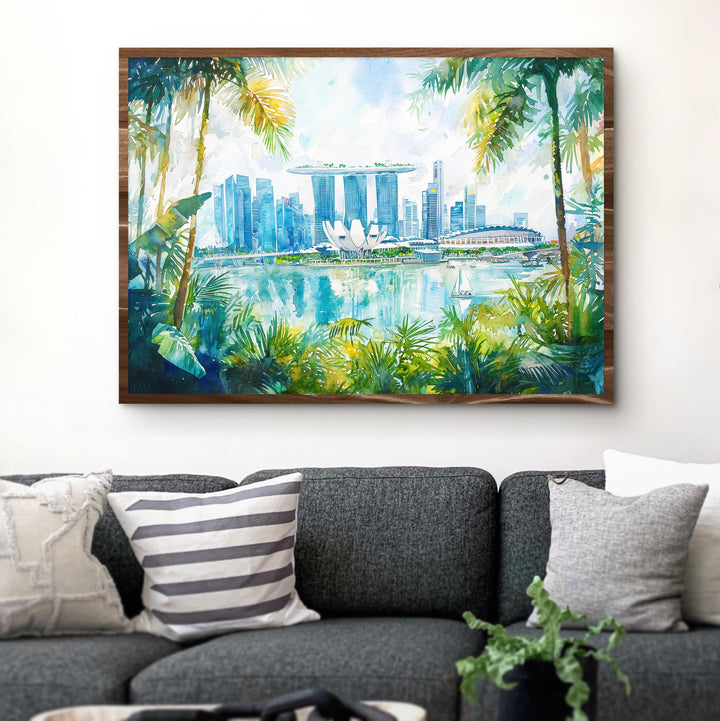 Singapore Watercolor Poster Landscape Wall Art Singapore Wall Hanging Home Décor Singapore Gift Art Lovers Singapore Wall Art