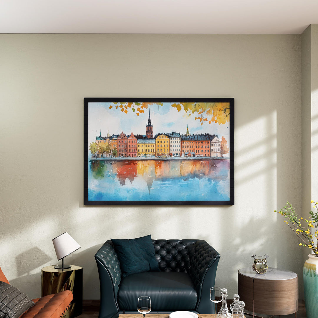 Stockholm Watercolor Poster Landscape Wall Art Stockholm Wall Hanging Home Décor Stockholm Gift Art Lovers Sweden Wall Art