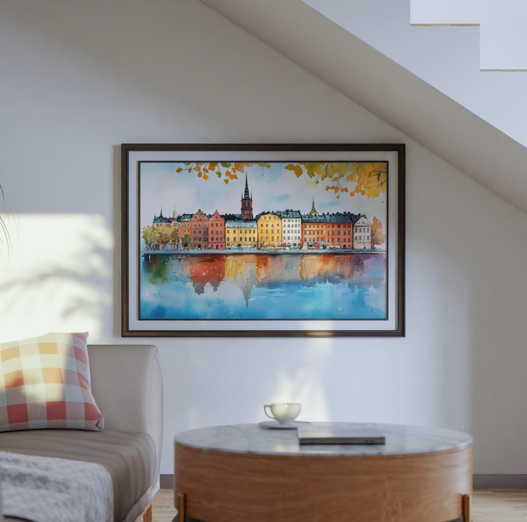 Stockholm Watercolor Poster Landscape Wall Art Stockholm Wall Hanging Home Décor Stockholm Gift Art Lovers Sweden Wall Art