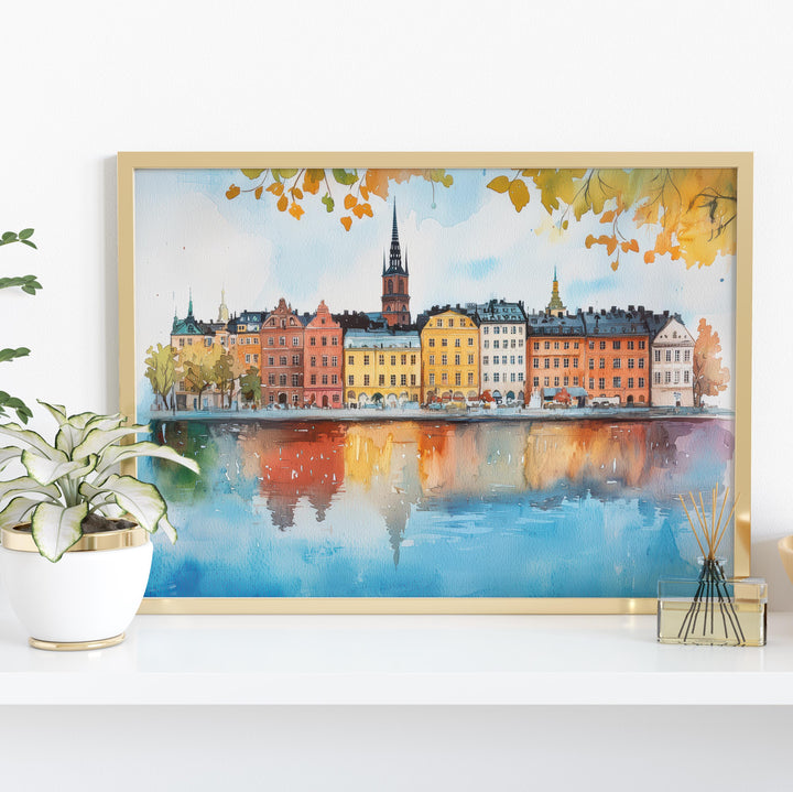 Stockholm Watercolor Poster Landscape Wall Art Stockholm Wall Hanging Home Décor Stockholm Gift Art Lovers Sweden Wall Art