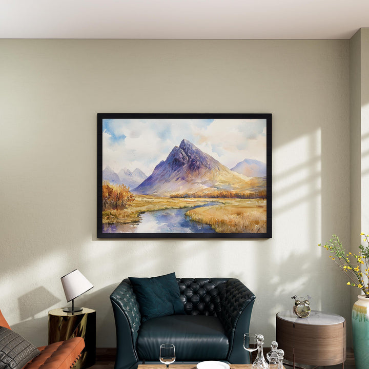 Glencoe Watercolor Poster Landscape Wall Art Glencoe Wall Hanging Home Décor Glencoe Gift Art Lovers Scotland Wall Art