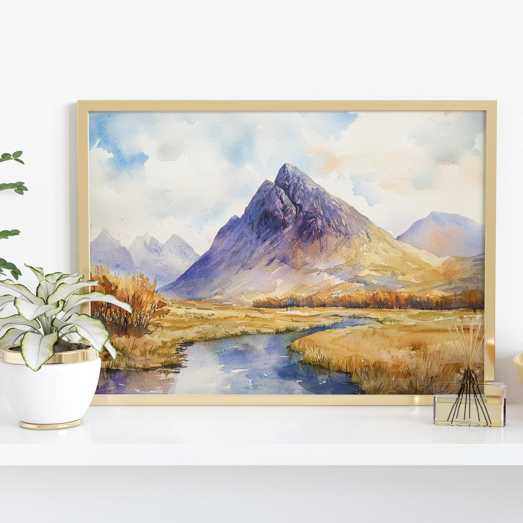 Glencoe Watercolor Poster Landscape Wall Art Glencoe Wall Hanging Home Décor Glencoe Gift Art Lovers Scotland Wall Art