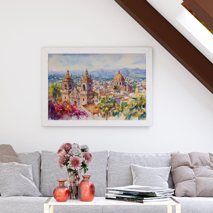 Mexico City Watercolor Poster Landscape Wall Art Mexico City Wall Hanging Home Décor Mexico City Gift Art Lovers Mexico Wall Art