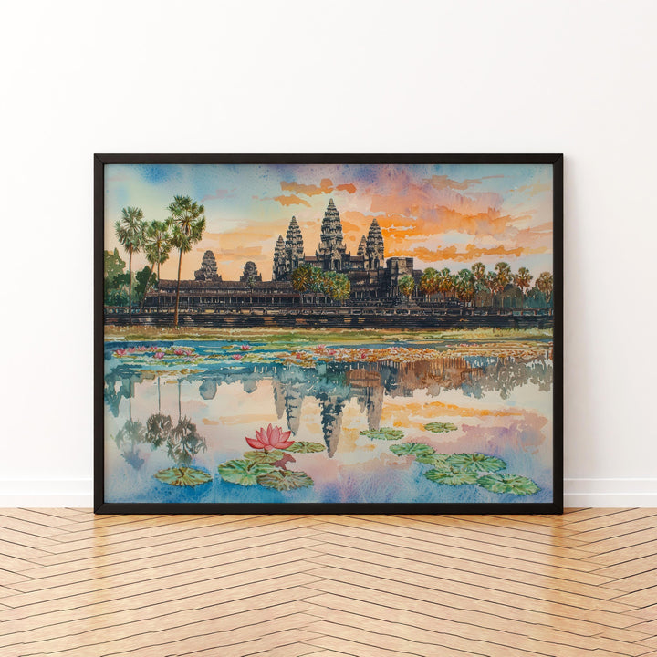 Angkor Wat Watercolor Poster Landscape Wall Art Angkor Wat Wall Hanging Home Décor Angkor Wat Gift Art Lovers Cambodia Wall Art