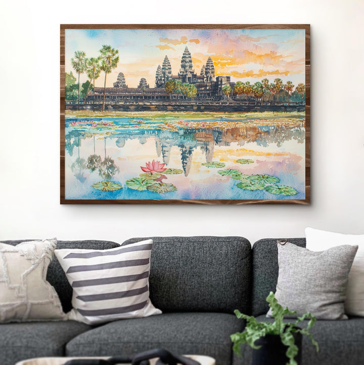 Angkor Wat Watercolor Poster Landscape Wall Art Angkor Wat Wall Hanging Home Décor Angkor Wat Gift Art Lovers Cambodia Wall Art