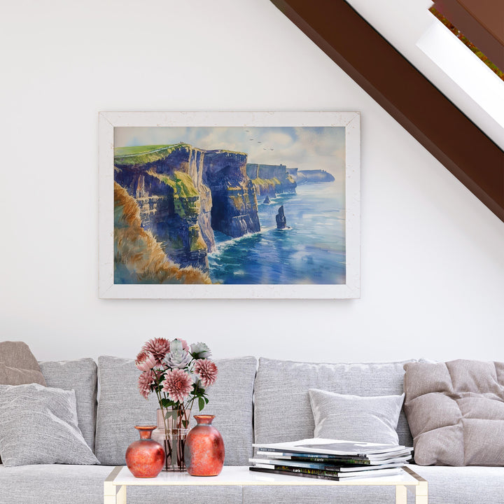 Cliffs of Moher Watercolor Poster Landscape Wall Art Cliffs of Moher Wall Hanging Home Décor Cliffs of Moher Gift Art Lovers Ireland Art