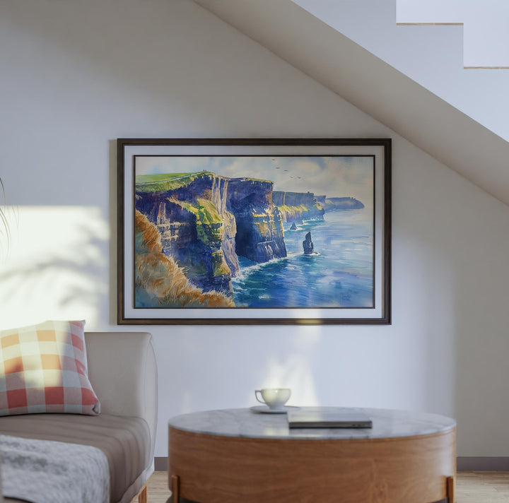 Cliffs of Moher Watercolor Poster Landscape Wall Art Cliffs of Moher Wall Hanging Home Décor Cliffs of Moher Gift Art Lovers Ireland Art