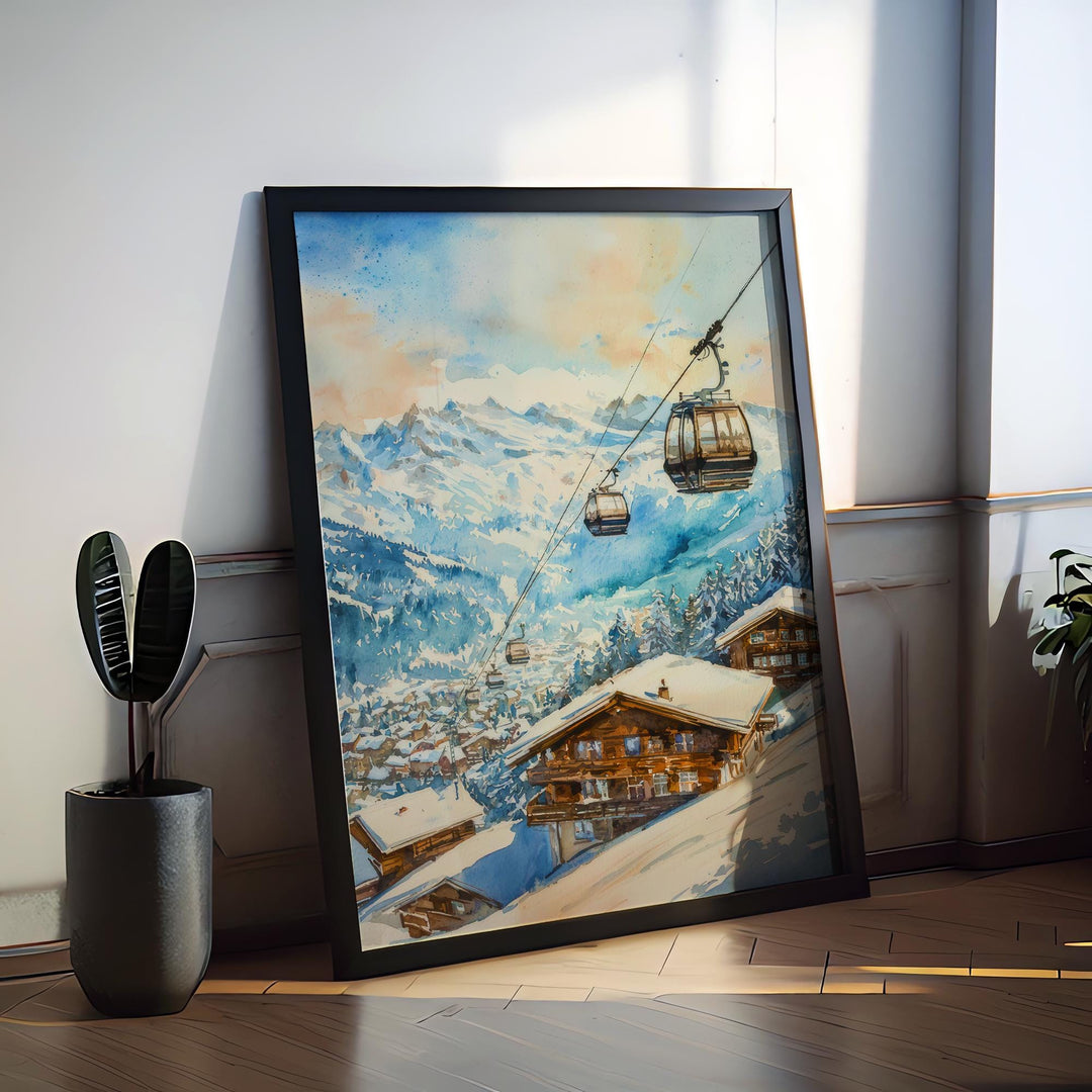 Verbier Watercolor Poster Wall Art Verbier Wall Hanging Home Décor Verbier Gift Art Lovers Switzerland Wall Art