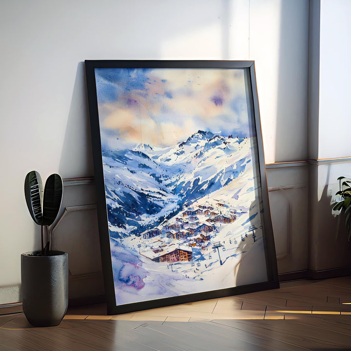 Val Thorens Watercolor Poster Wall Art Val Thorens Wall Hanging Home Décor Val Thorens Gift Art Lovers France Wall Art
