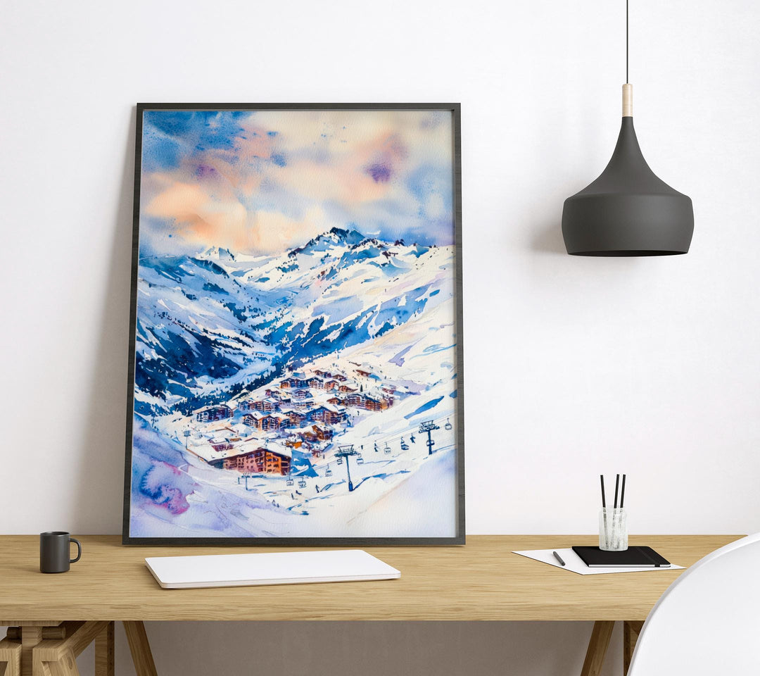Val Thorens Watercolor Poster Wall Art Val Thorens Wall Hanging Home Décor Val Thorens Gift Art Lovers France Wall Art