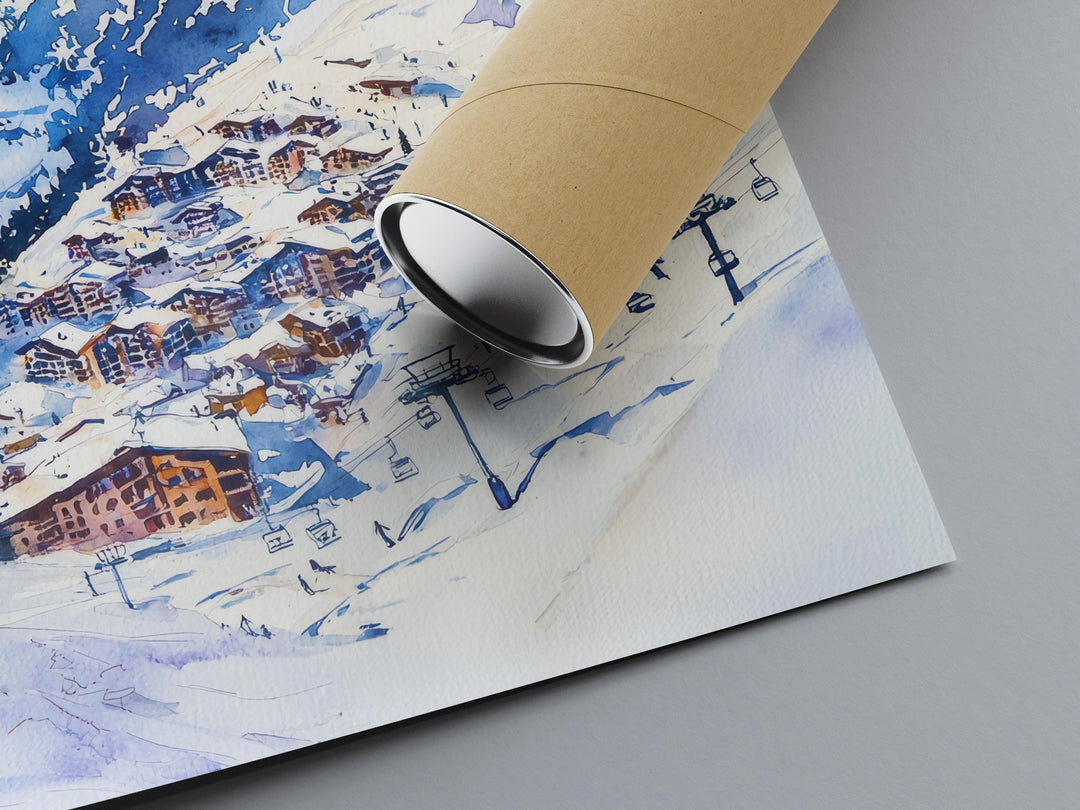 Val Thorens Watercolor Poster Wall Art Val Thorens Wall Hanging Home Décor Val Thorens Gift Art Lovers France Wall Art