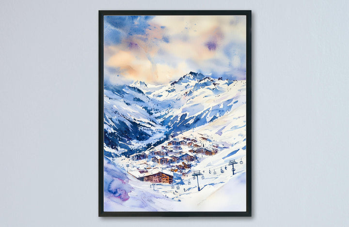 Val Thorens Watercolor Poster Wall Art Val Thorens Wall Hanging Home Décor Val Thorens Gift Art Lovers France Wall Art