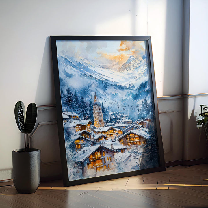 Val d'Isère Watercolor Poster Wall Art Val d'Isère Wall Hanging Home Décor Val d'Isère Gift Art Lovers France Wall Art