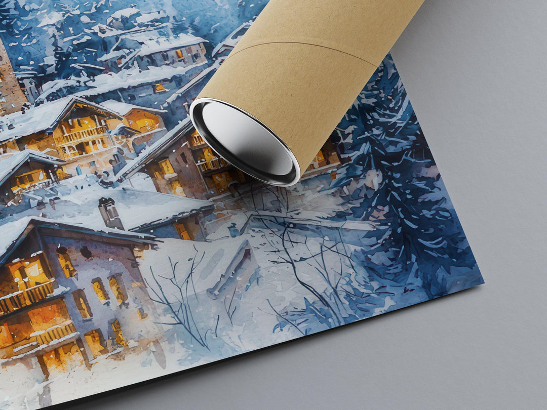 Val d'Isère Watercolor Poster Wall Art Val d'Isère Wall Hanging Home Décor Val d'Isère Gift Art Lovers France Wall Art