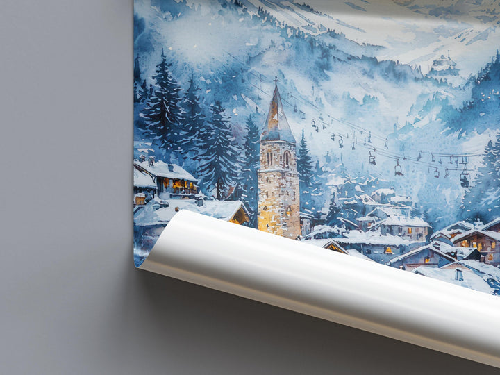 Val d'Isère Watercolor Poster Wall Art Val d'Isère Wall Hanging Home Décor Val d'Isère Gift Art Lovers France Wall Art