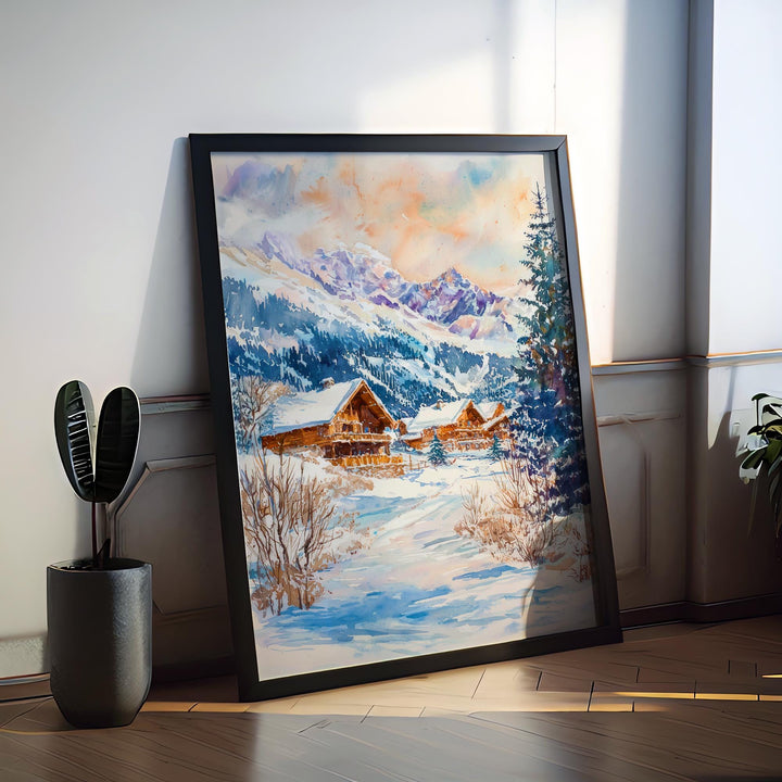 Meribel Watercolor Poster Wall Art Meribel Wall Hanging Home Décor Meribel Gift Art Lovers France Wall Art