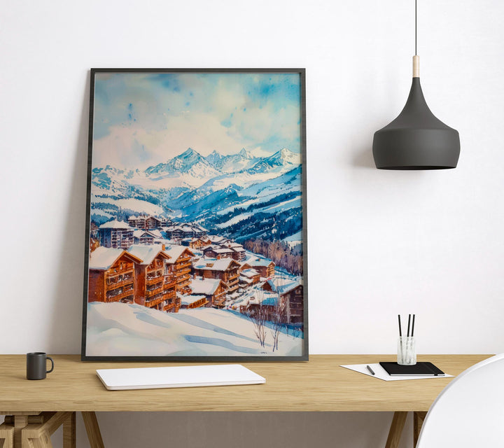 Les Deux Alpes Watercolor Poster Wall Art Les Deux Alpes Wall Hanging Home Décor Les Deux Alpes Gift Art Lovers France Wall Art