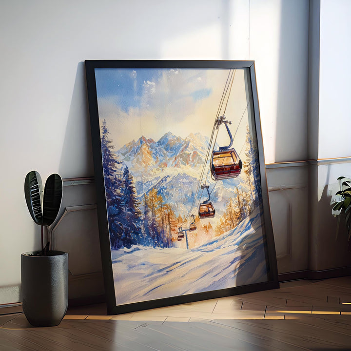 La Plagne Watercolor Poster Wall Art La Plagne Wall Hanging Home Décor La Plagne Gift Art Lovers France Wall Art