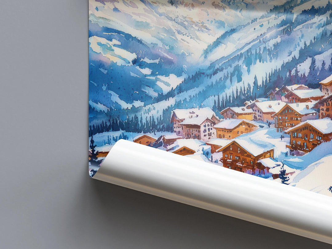 La Plagne Watercolor Poster Wall Art La Plagne Wall Hanging Home Décor La Plagne Gift Art Lovers France Wall Art