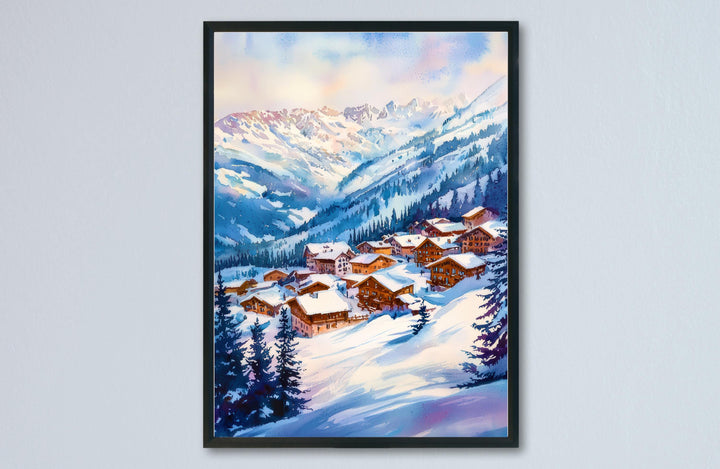 La Plagne Watercolor Poster Wall Art La Plagne Wall Hanging Home Décor La Plagne Gift Art Lovers France Wall Art