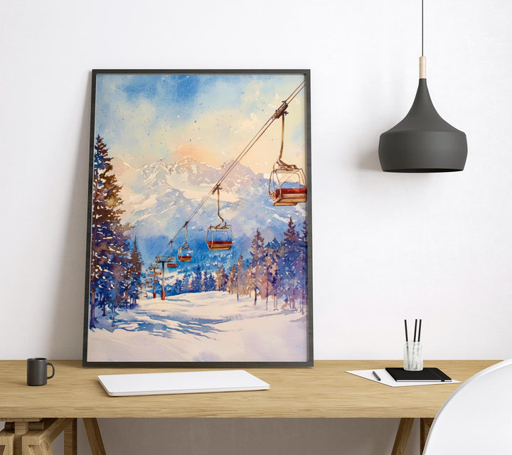 La Plagne Watercolor Poster Wall Art La Plagne Wall Hanging Home Décor La Plagne Gift Art Lovers France Wall Art