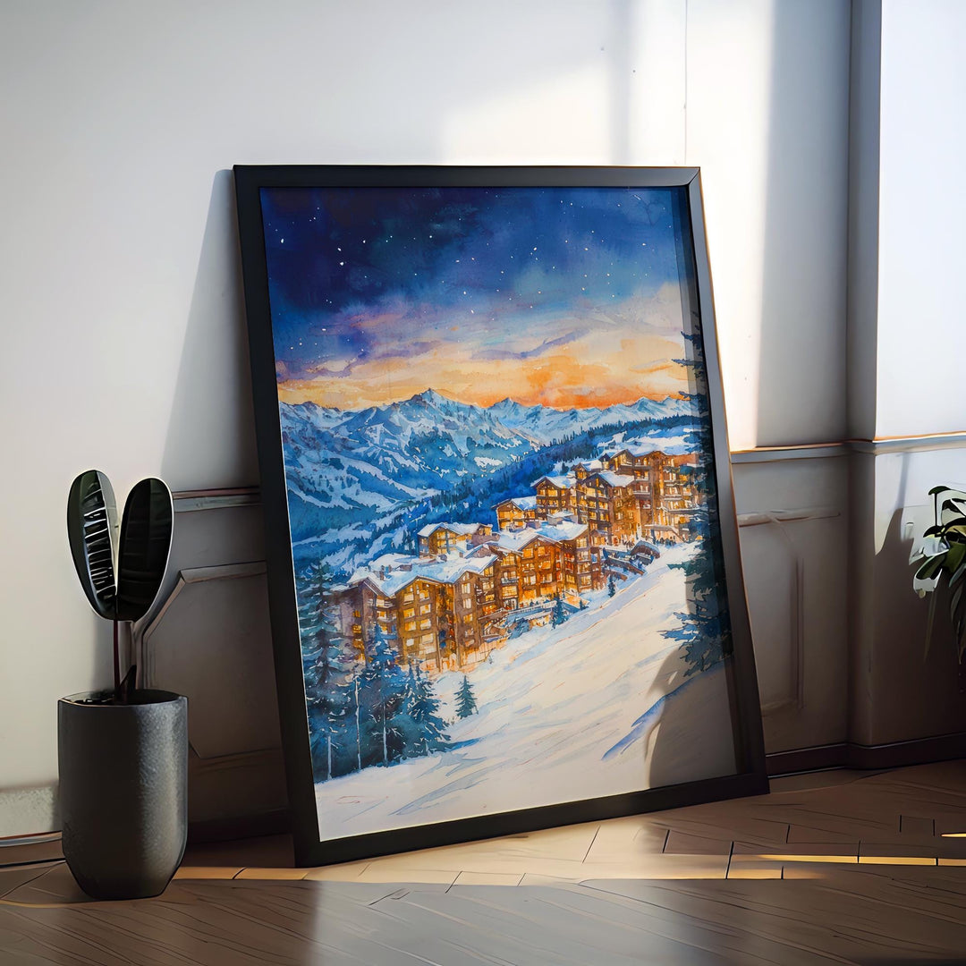 Avoriaz Watercolor Poster Wall Art Avoriaz Wall Hanging Home Décor Avoriaz Gift Art Lovers France Wall Art