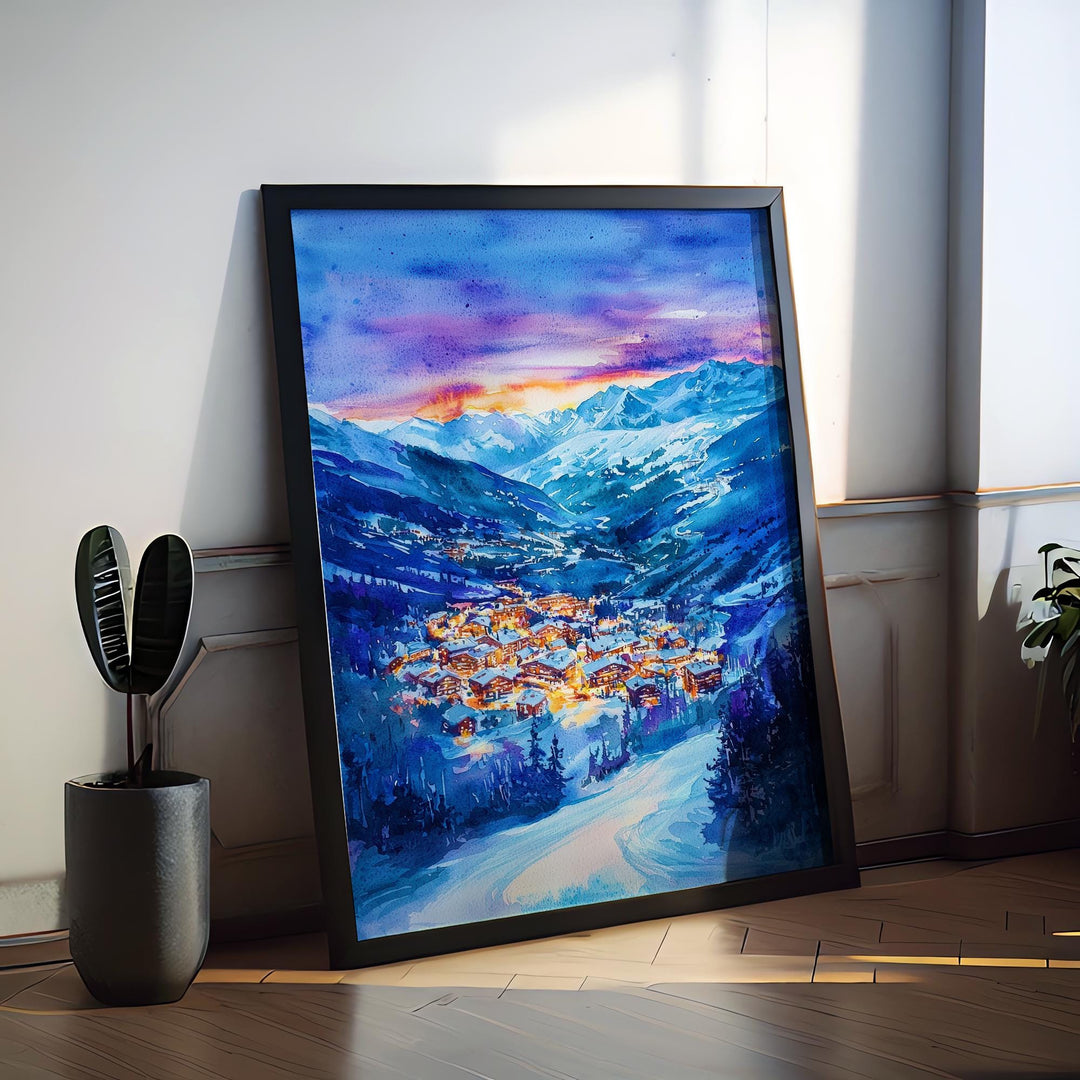 Alpe d'Huez Watercolor Poster Wall Art Alpe d'Huez Wall Hanging Home Décor Alpe d'Huez Gift Art Lovers France Wall Art
