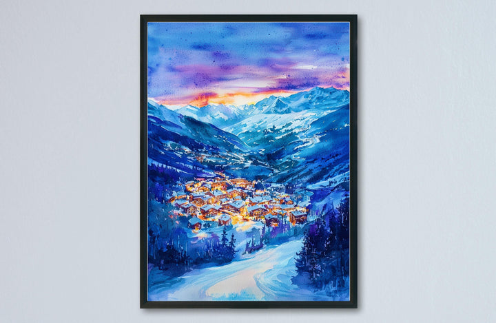 Alpe d'Huez Watercolor Poster Wall Art Alpe d'Huez Wall Hanging Home Décor Alpe d'Huez Gift Art Lovers France Wall Art