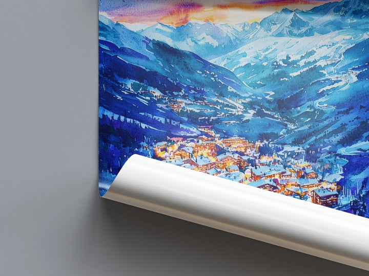 Alpe d'Huez Watercolor Poster Wall Art Alpe d'Huez Wall Hanging Home Décor Alpe d'Huez Gift Art Lovers France Wall Art