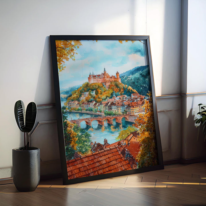 Heidelberg Watercolor Poster Wall Art Heidelberg Wall Hanging Home Décor Heidelberg Gift Art Lovers Germany Wall Art