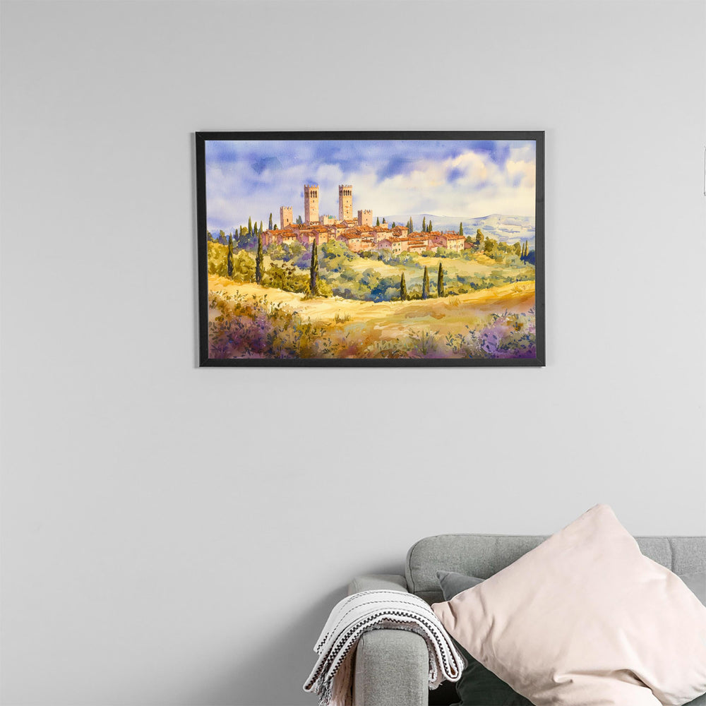 San Gimignano Watercolor Poster Landscape Wall Art San Gimignano Wall Hanging Home Décor San Gimignano Gift Art Lovers Italy Wall Art