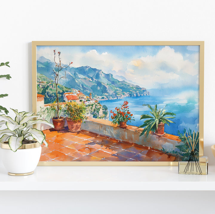 Ravello Watercolor Poster Landscape Wall Art Ravello Wall Hanging Home Décor Ravello Gift Art Lovers Italy Wall Art