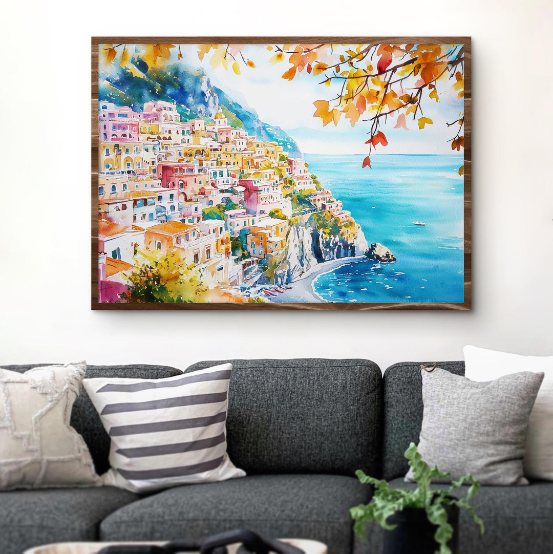 Positano Watercolor Poster Landscape Wall Art Positano Wall Hanging Home Décor Positano Gift Art Lovers Italy Wall Art