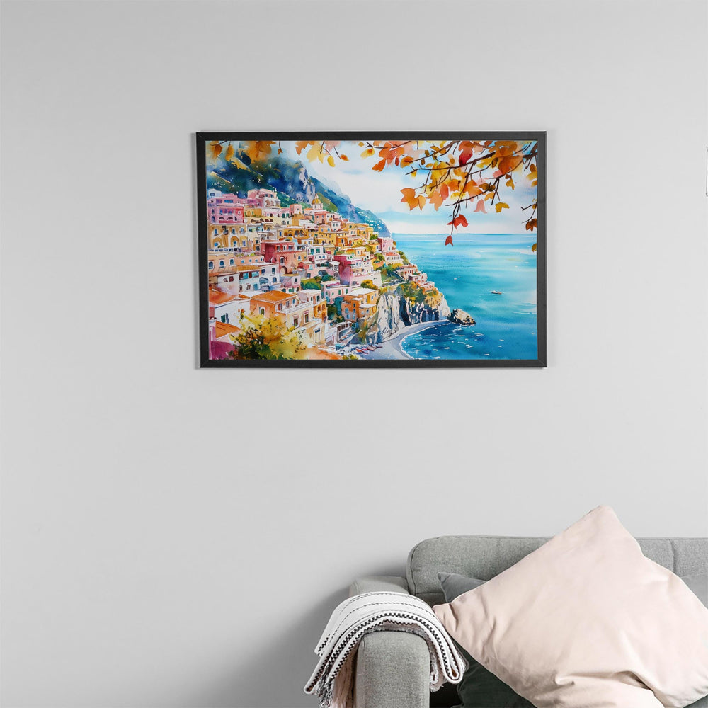 Positano Watercolor Poster Landscape Wall Art Positano Wall Hanging Home Décor Positano Gift Art Lovers Italy Wall Art
