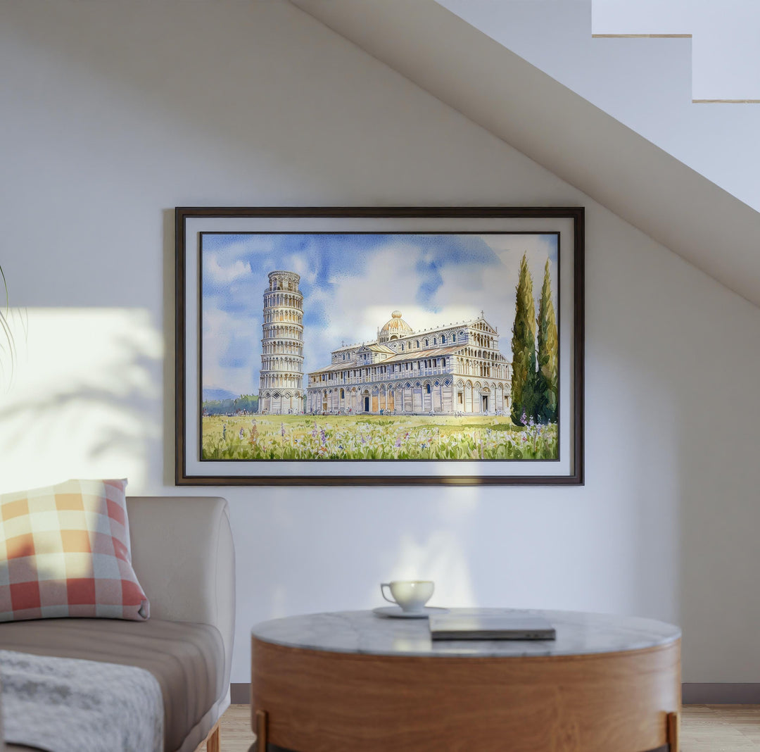Pisa Watercolor Poster Landscape Wall Art Pisa Wall Hanging Home Décor Pisa Gift Art Lovers Italy Wall Art
