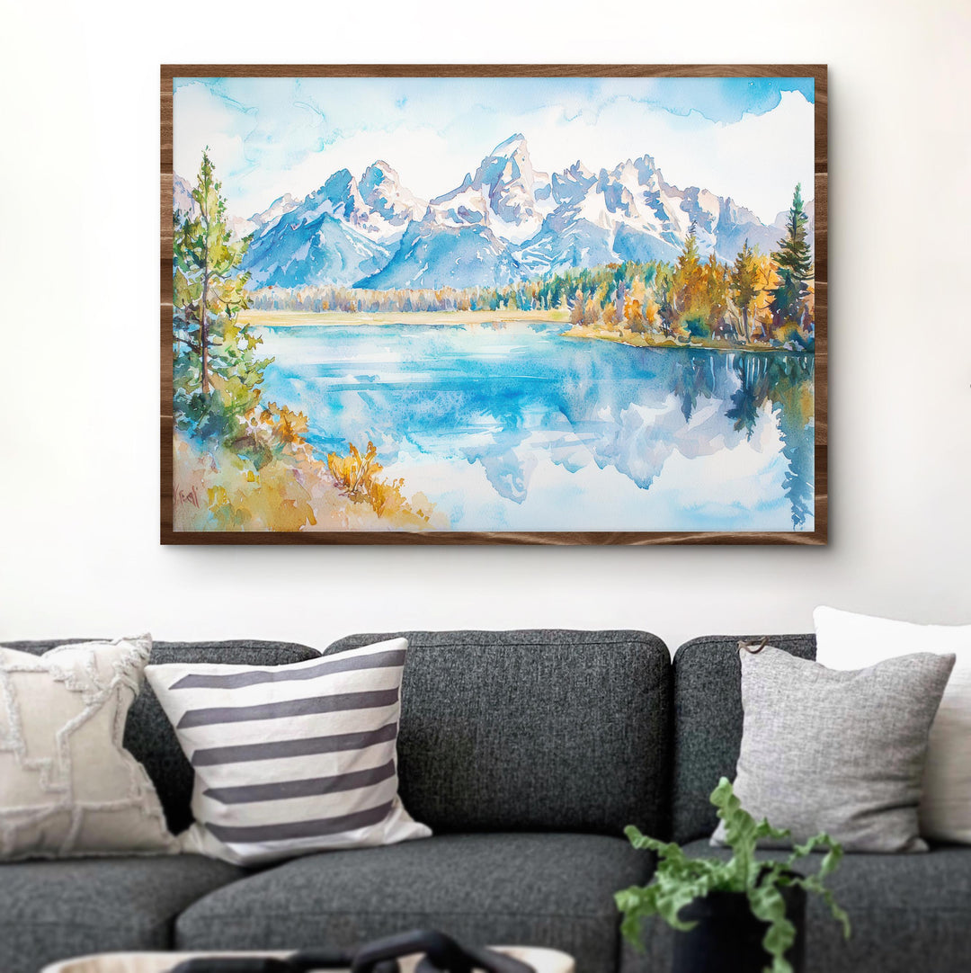 Grand Teton NP Watercolor Poster Landscape Wall Art Grand Teton NP Wall Hanging Home Décor Grand Teton NP Gift Art Lovers United States