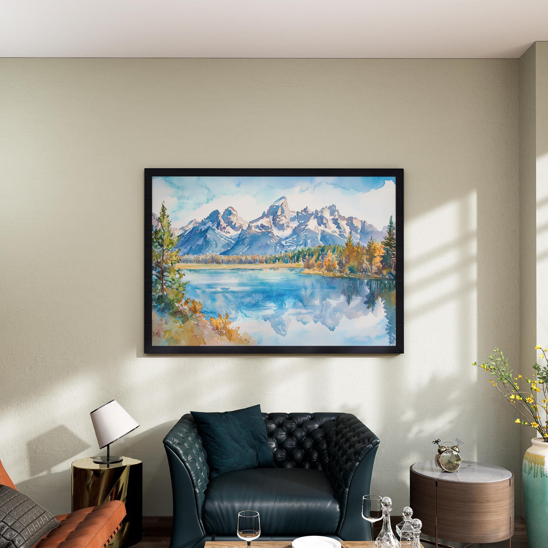 Grand Teton NP Watercolor Poster Landscape Wall Art Grand Teton NP Wall Hanging Home Décor Grand Teton NP Gift Art Lovers United States