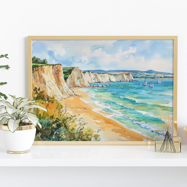 Isle of Wight Watercolor Poster Landscape Wall Art Isle of Wight Wall Hanging Home Décor Isle of Wight Gift Art Lovers United Kingdom