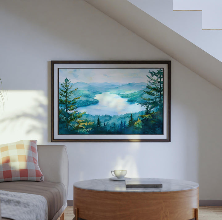 Lake George Watercolor Poster Landscape Wall Art Lake George Wall Hanging Home Décor Lake George Gift Art Lovers United States Wall Art