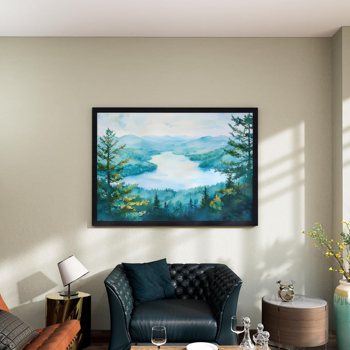 Lake George Watercolor Poster Landscape Wall Art Lake George Wall Hanging Home Décor Lake George Gift Art Lovers United States Wall Art