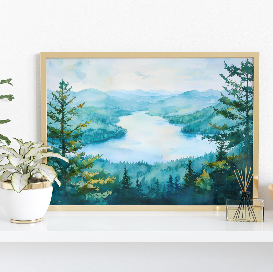 Lake George Watercolor Poster Landscape Wall Art Lake George Wall Hanging Home Décor Lake George Gift Art Lovers United States Wall Art
