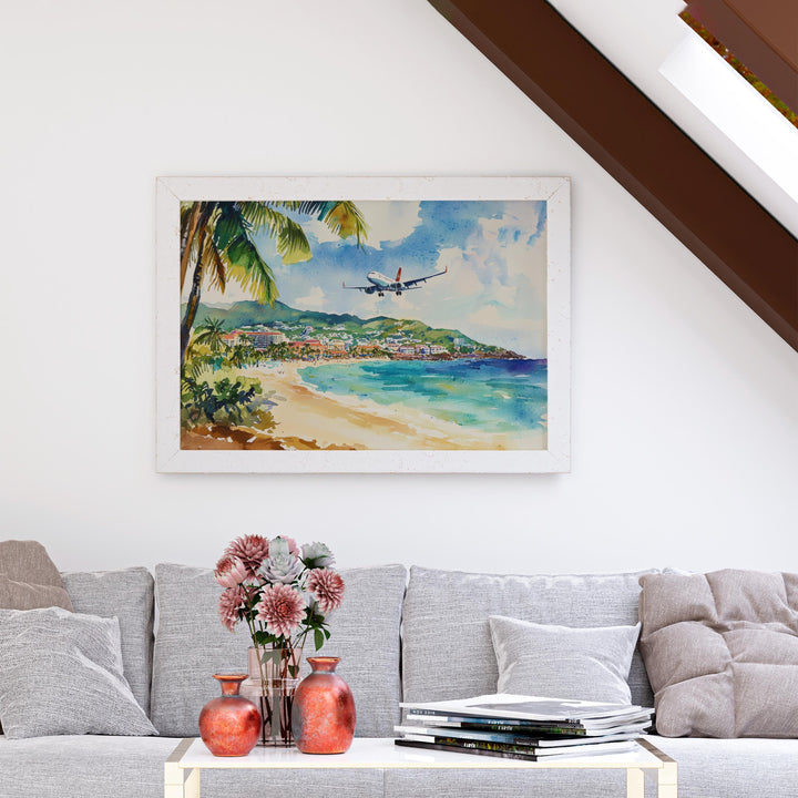 Saint Maarten Watercolor Poster Landscape Wall Art Saint Maarten Wall Hanging Home Décor Saint Maarten Gift Art Lovers Netherlands Wall Art