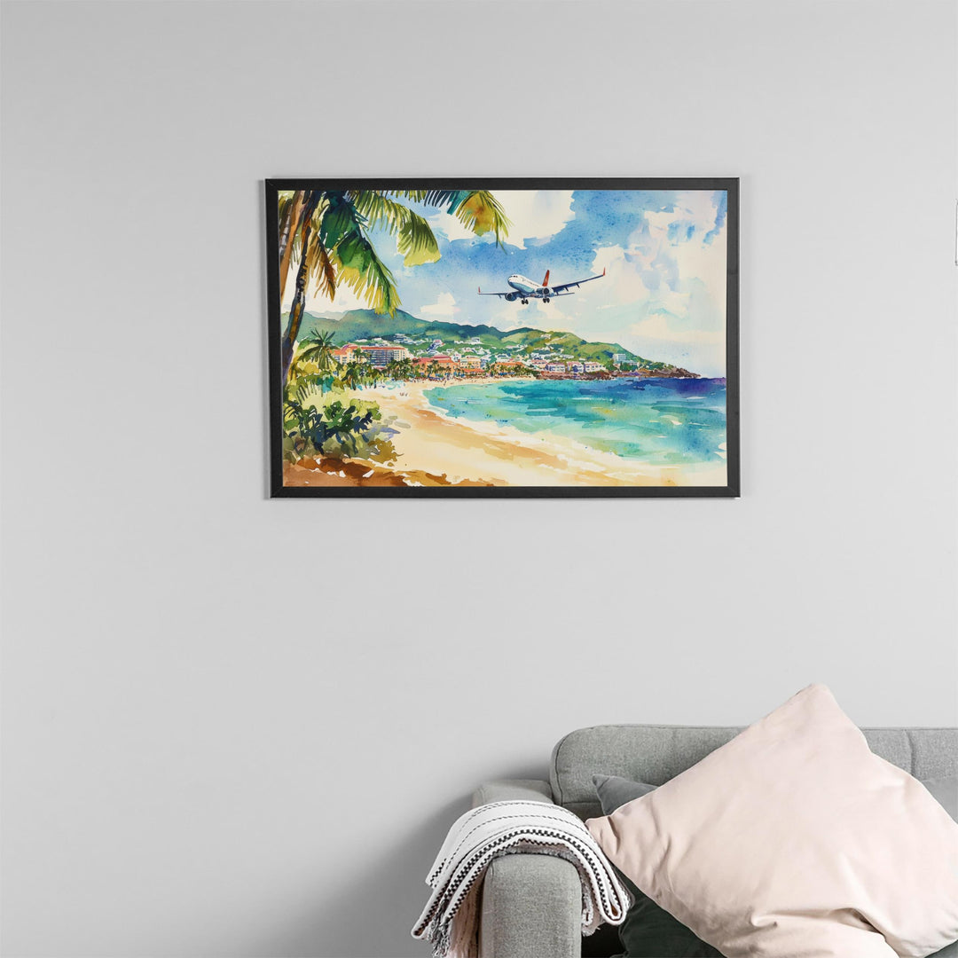 Saint Maarten Watercolor Poster Landscape Wall Art Saint Maarten Wall Hanging Home Décor Saint Maarten Gift Art Lovers Netherlands Wall Art
