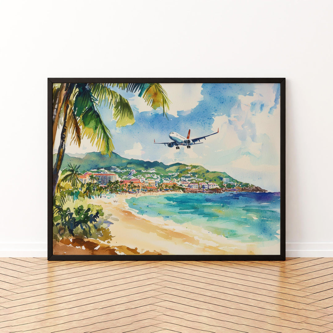 Saint Maarten Watercolor Poster Landscape Wall Art Saint Maarten Wall Hanging Home Décor Saint Maarten Gift Art Lovers Netherlands Wall Art