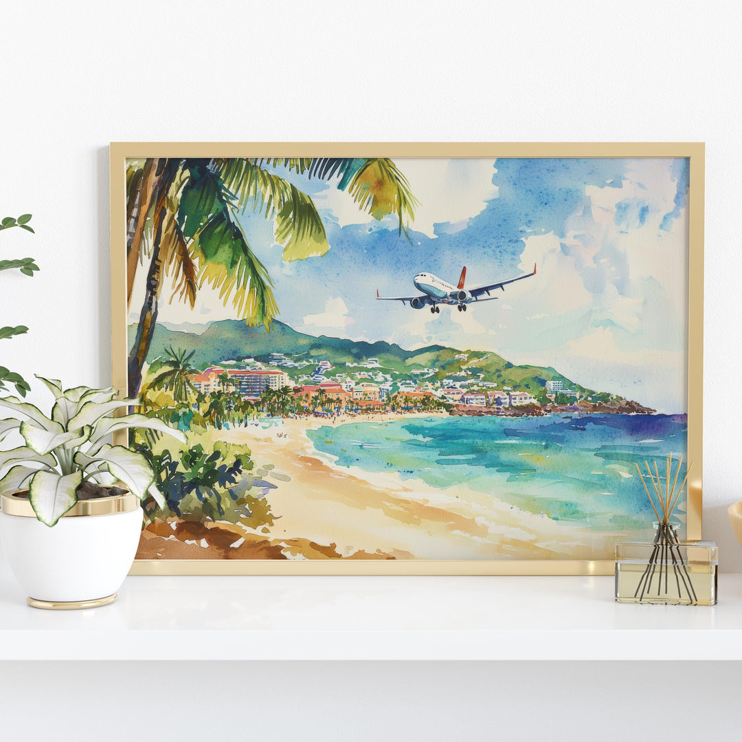 Saint Maarten Watercolor Poster Landscape Wall Art Saint Maarten Wall Hanging Home Décor Saint Maarten Gift Art Lovers Netherlands Wall Art