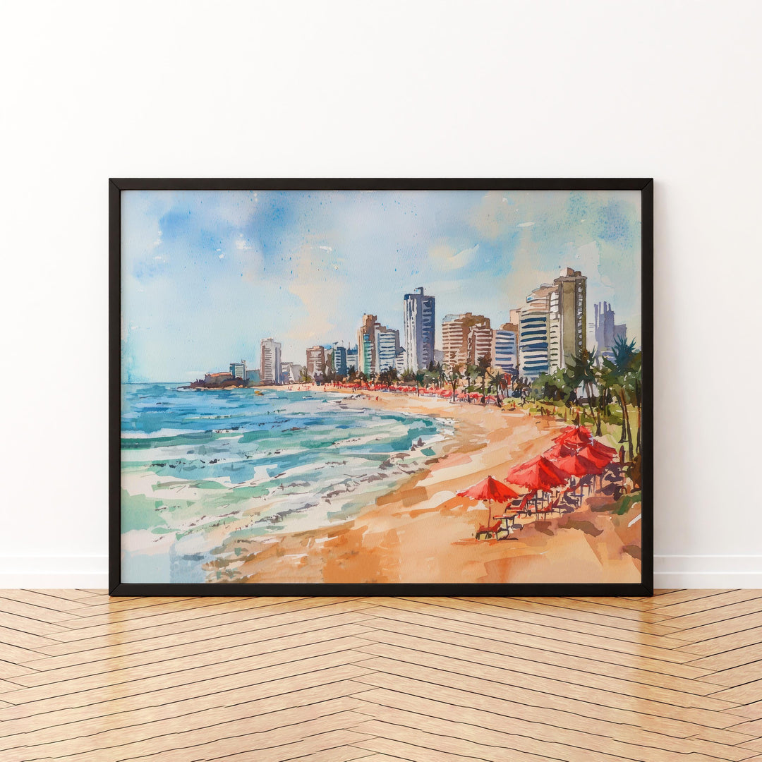 Durban Watercolor Poster Beach Promenade Wall Art Durban Wall Hanging Home Décor Durban Gift Art Lovers South Africa Wall Art