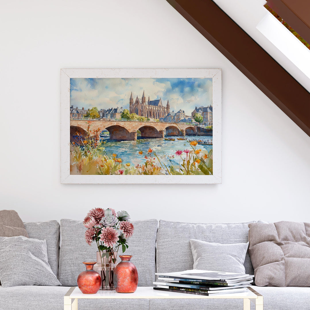 Exeter Watercolor Poster Cathedral City Wall Art Exeter Wall Hanging Home Décor Exeter Gift Art Lovers England Wall Art